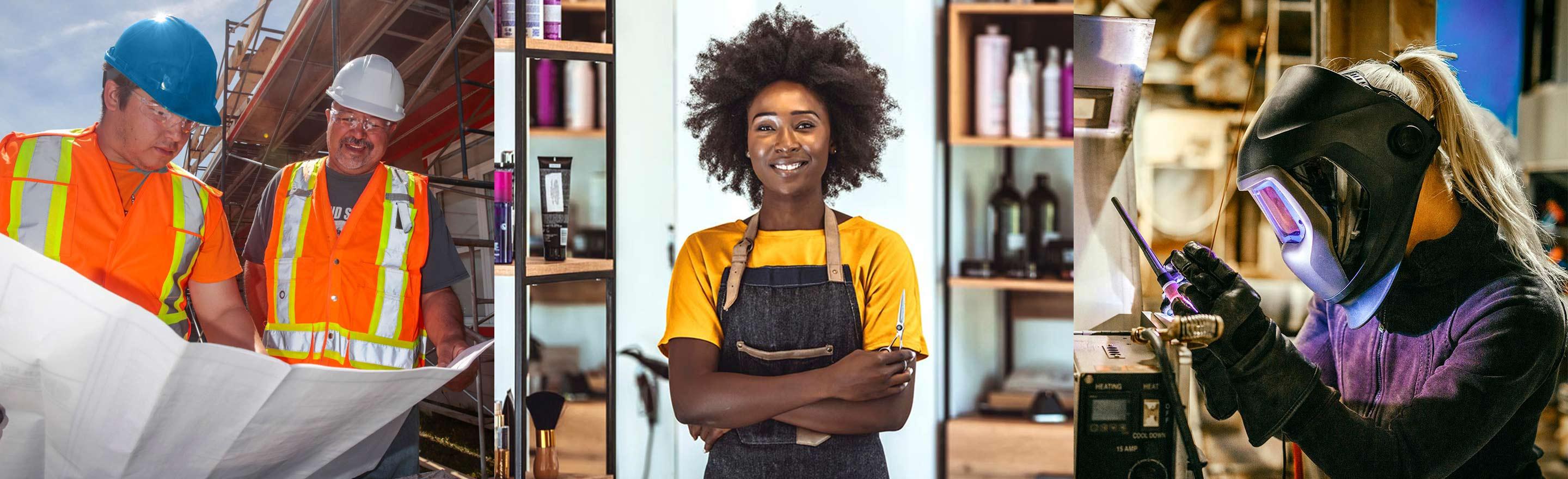 Male and female tradespersons in multi-trades